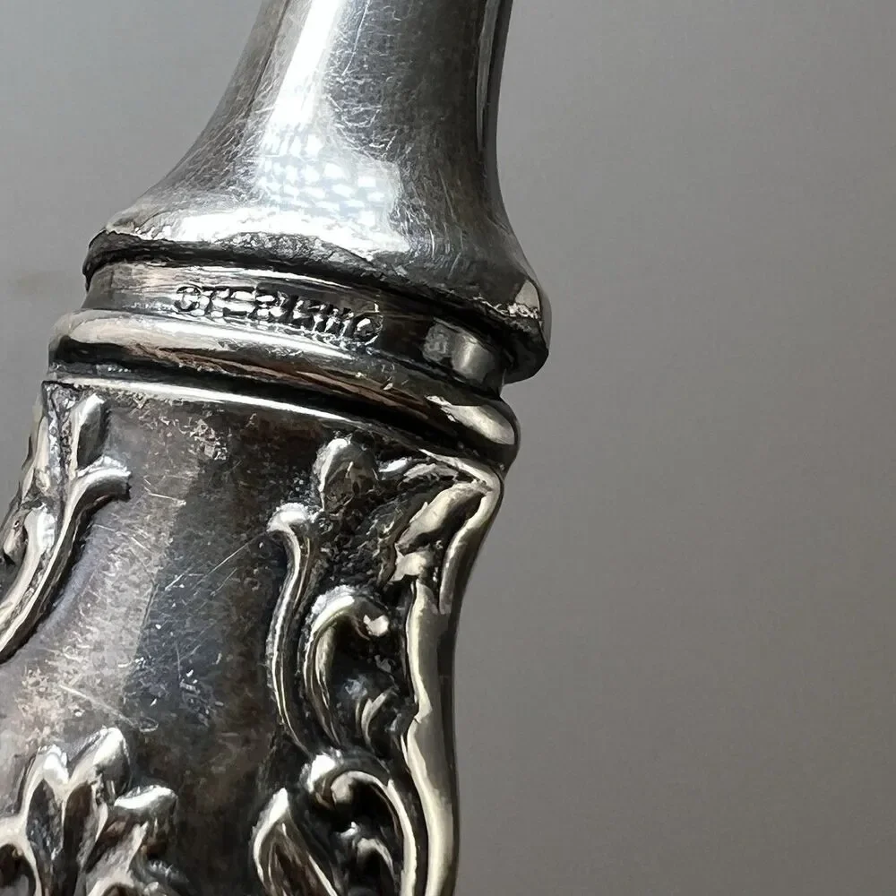 VTG Antique Sterling Silver Victorian Cheese SCOOP Spoon Mother Pearl Handle